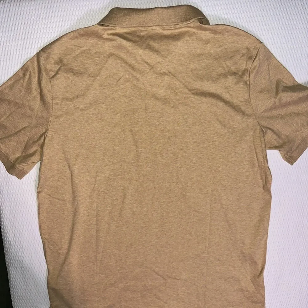 Polo Ralph Lauren Mens M Classic Fit Short Sleeve Polo Shirt Tan/Beige Pony